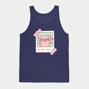 Cute Piggy Pig-ture Picture Perfect Pun Photo Funny Tank Top